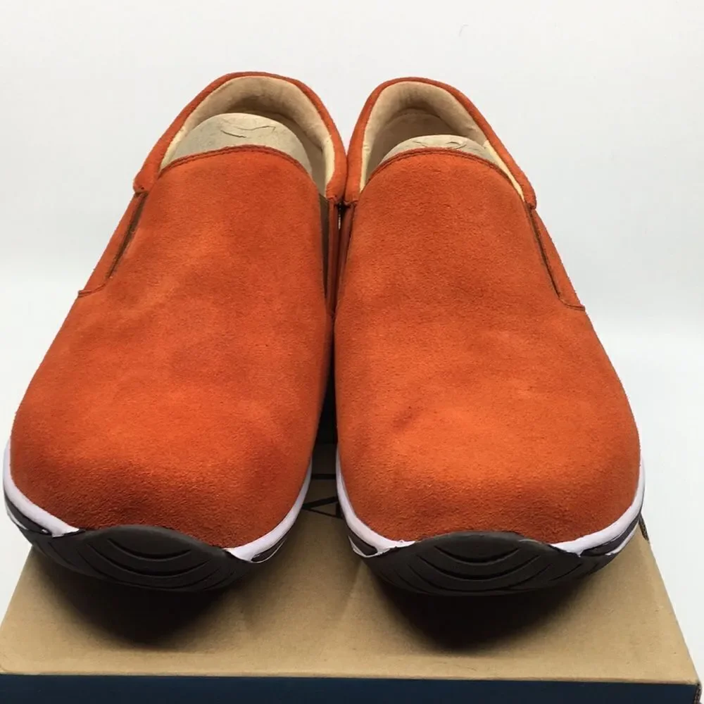 NIB Alegria Aaron Orange Suede Slip On Shoes - Size 43 EU 9.5 US (W US 13)
